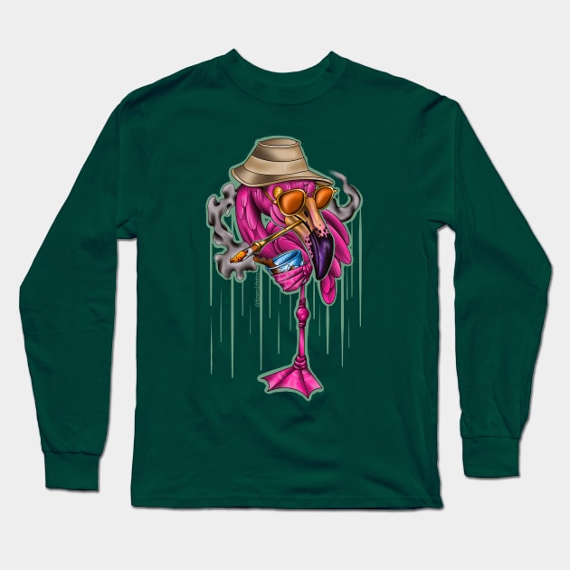 Fear and Loathing Flamingo Long Sleeve T-Shirt by Timwould